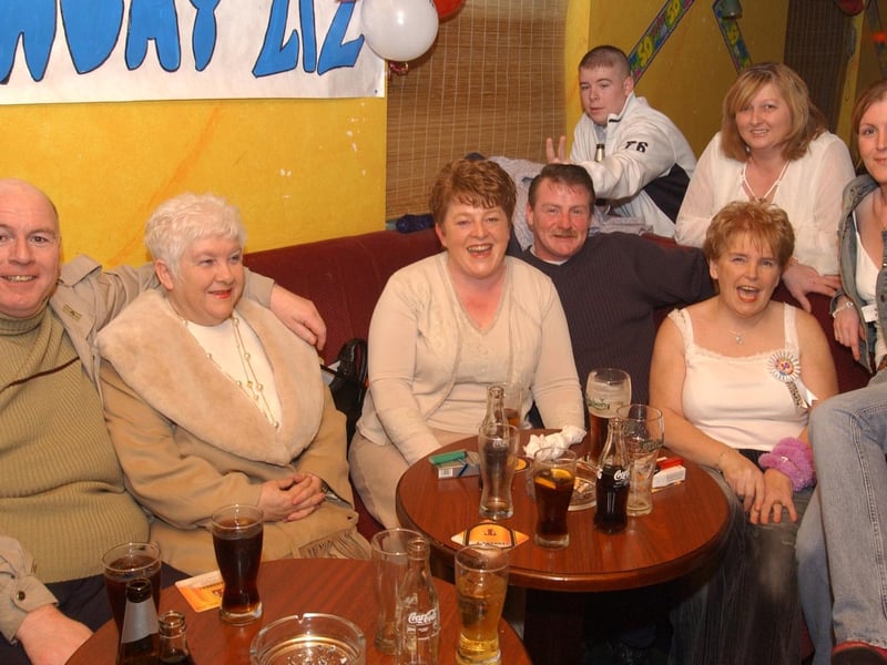 Liz McCauley with her friends and family who came to celebrated her 50th birthday. Included are, Hugh ad Bridie McCauley, Denise and Gerry O Callaghan, her daugther and son Marie and Michael and Liz Gallagher.