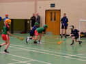 Gaelscoil Éadain Mhóir and St Columba’s in action at inaugural Primary Schools Hurling Championships at the Templemore Sports Complex. Photo: George Sweeney. DER2305GS – 127