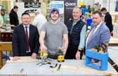 Pictured at the launch of SkillBuild NI Regional Competition 2025 are (l-r): Martin Flynn, Chief Executive OCN; Caine Tait, Carpentry and Joinery student SERC; Francis Rice, Principal Lecturer, Construction Trades SERC and Barry Neilson OBE, Chief Executive CITB NI.