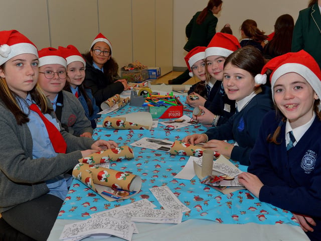 Pupils from Rosemount and St Brigid’s Primary Schools pictured at the St Cecilia’s College Christmas Workshop on Friday morning. Photo: George Sweeney. DER2248GS – 87