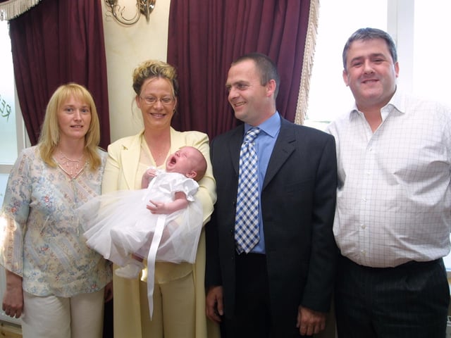 Baby Chloe O'Kane's christening at the Frontier Hotel in Bridgend.