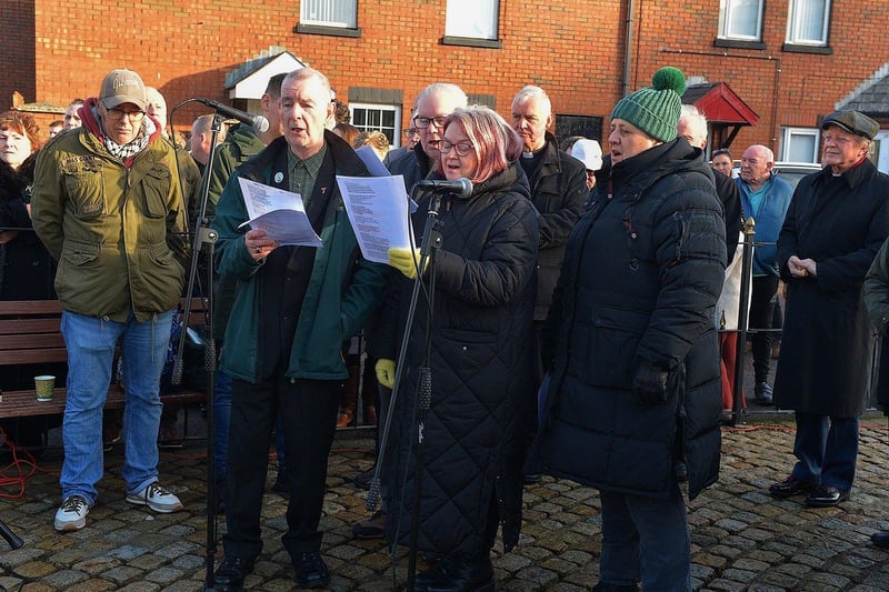 St Mary’s Church Choir singing at the Annual Bloody Sunday Remembrance Service held at the monument in Rossville Street on Sunday morning.  Photo: George Sweeney. DER2306GS – 10