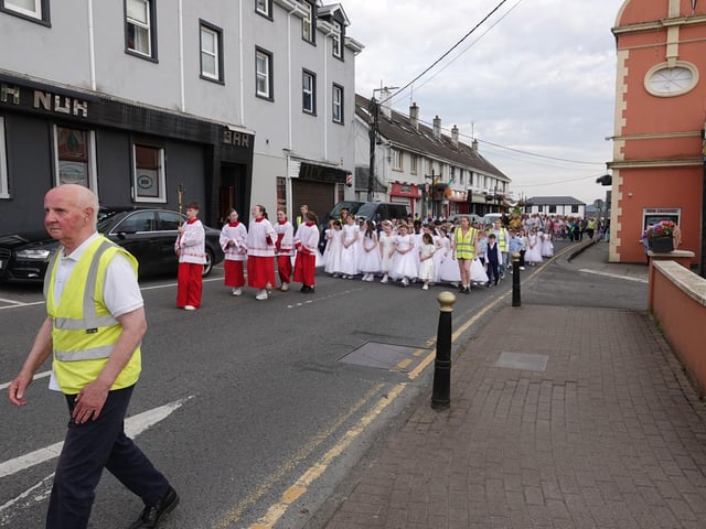 The procession makes it way over St Mary's Road.