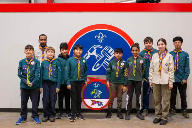 Scouts at Speedy Hire Depot