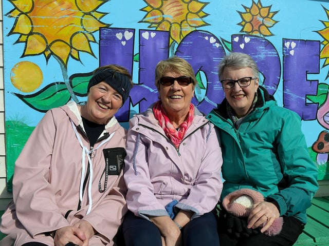 Rose Duffy, Breege Cunningham and Margaret Houston took part in the Tomás memorial 5k fun walk / run held in Moville on Sunday morning. Photo: George Sweeney