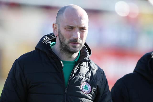 Former Cliftonville manager Paddy McLaughlin will be alongside Ruaidhrí Higgins in the Derry City dug-out at Turner’s Cross this evening.