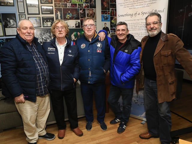 Tony Byrne from Dublin, with from left, Leo Fitzpatrick, Michael O’Doherty, and from right, Joe Messenger and Mickey Wilson.  (Photo - Tom Heaney, nwpresspics)