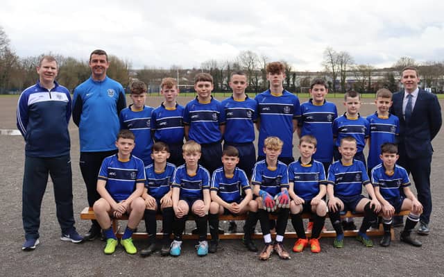 St Columb's College U12 team who will face Killicomaine, in the U12 N.I. Cup final this morning. Absent from picture are Xavier Prigent, Kevin McFeely, Lennon Bradley and Ryan Wilson