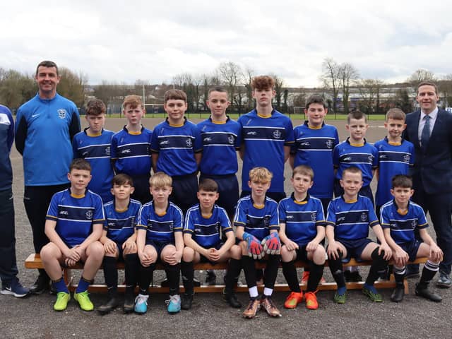 ​St Columb's College U12 team who will face Killicomaine, in the U12 N.I. Cup final this morning. Absent from picture are Xavier Prigent, Kevin McFeely, Lennon Bradley and Ryan Wilson