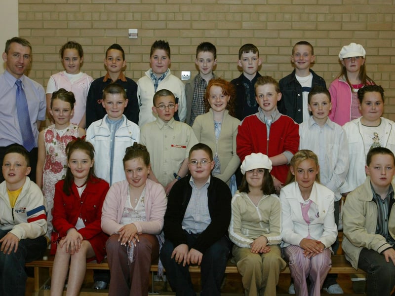 Pupils from St. John's PS, Bligh's Lane, who received the sacrement of Confirmation pictured with their class teacher Mr. Carlin.  (0905JB48)