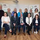 Further Education and Training (FET) students in the Buncrana area received course certificates at an Awards Night on 8th April celebrating the exceptional achievements of students who finished NFQ Level 4 and 5 courses in May 2023 and 2024 . Pictured at the event are FET Staff, Michelle Stevenson, Charles Gourney, Donegal ETB Adult Education Office, Cllr. Donal Coyle, Donegal ETB Chairperson, Dainelle McGee, Donegal ETB and Alison Stevenson. Back from left are Alan Murphy, Siobhan Coughlan, Anne Tinney, Elaine Devlin, Alison McGee, Claire Curran, Sinead Doherty and Sean Lee. Photo Clive Wasson