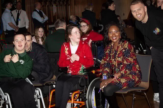 The Mayor pictured with some of the young people and parents at Friday night's 'Our Guildhall, Our Space' event.