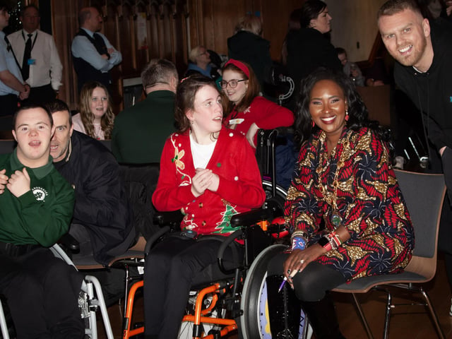 The Mayor pictured with some of the young people and parents at Friday night's 'Our Guildhall, Our Space' event.