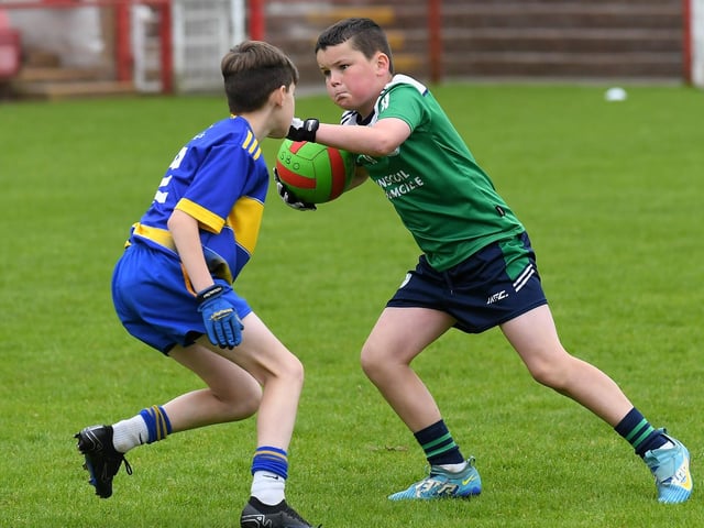 Derry Primary Schools Boys Finals at Celtic Park: Bunscoil Cholmcille against St Therese PS. Photo: George Sweeney