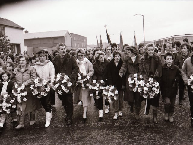 Bloody Sunday 14th anniversary commemorations in Derry in January 1986.