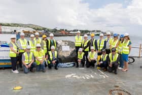 Represenatives from Foyle and Marine Dredging, Doran Consulting, Donegal County Council and DAFM with Minister Charlie McConalogue. Picture: Brendan Diver.
