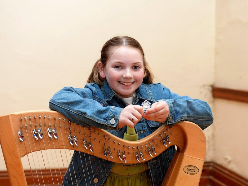 Aoibhe Nic Lochlainn was placed second for U12 Harp at the Feis Dhoire Cholmcille on Wednesday at St Columb’s Hall. Photo: George Sweeney.