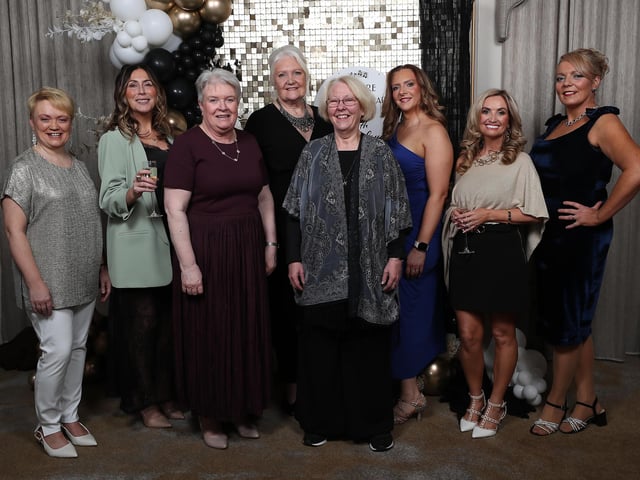 Encore Contemporary Choir 15th Anniversary dinner held in The Ebrington Hotel.
Altos Pauline McCloskey, Clare Meenan, Ann Newland, Marie Humpheys, Frances McReynolds, Ann Spiers, Claire O’Hara and Sinead Hawkins.
Mandatory Credit Lorcan Doherty : Encore 15th Birthday.