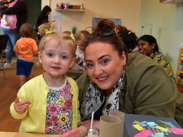 Remi Soal, aged 2, with Megan Ryan at the recent Action for Children’s ‘Top of the Tots’ event held at the Ebrington premises. Photo: George Sweeney. DER2331GS – 80