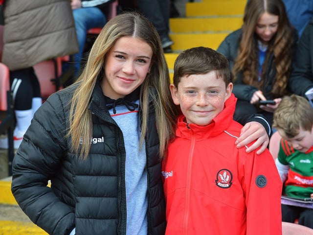 Fans in Celtic Park on Sunday afternoon for Derry's National football League game against Mayo. Photo: George Sweeney