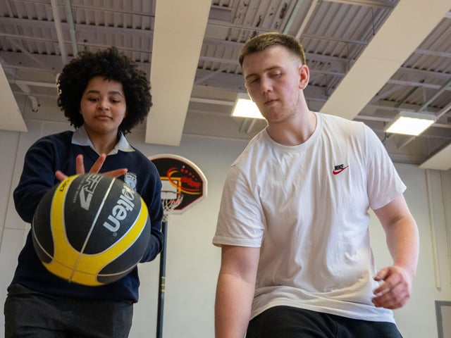 Tiana Hannigan with NWRC student Caolán Murphy at Open day at North West Regional College's Strand Road campus. (Pic Martin McKeown)