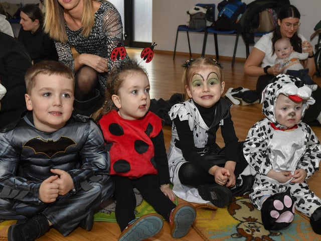 Pictured are young children and relatives at the he Waterside Shared Village cross-community Halloween kids costume party and disco with entertainment from Jo Jingles and Gary McMusic.