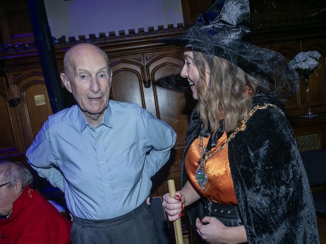The Mayor, Grace Ui Niallais pictured at Monday's Halloween Tea Dance with Liam Bradley.