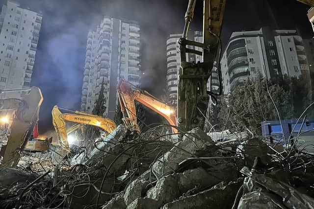 The ruins of a collapsed building in Adana.