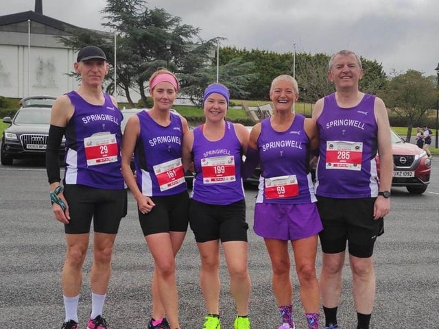 Shaun Carton, Caty McCollum, Deborah McPhee, Helena Dornan and Andrew Wilmot at the Great Rossa Run in Ardboe