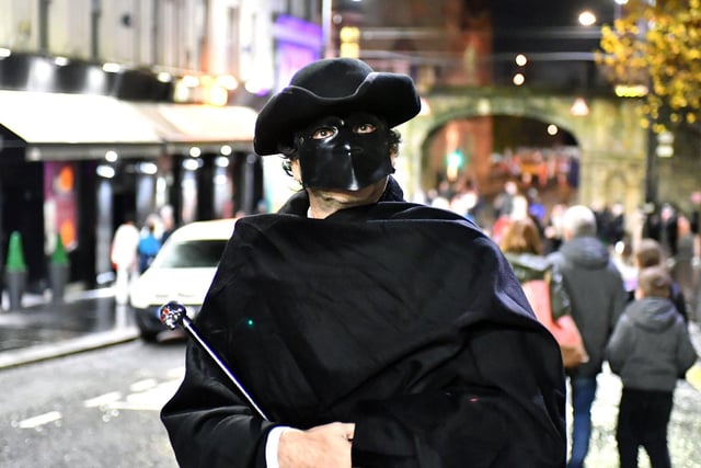 Revellers, performers and early contenders for the best Halloween costume converged on Derry’s city centre on Monday evening for the opening of the 2024 Halloween festivities.  Photo: George Sweeney