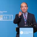 Chief Medical Officer Dr Michael McBride during a previous daily media broadcast at Parliament Buildings, Stormont, in Belfast. Kelvin Boyes.