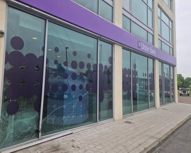 Windows were smashed and plywood erected in place of glass panelling.