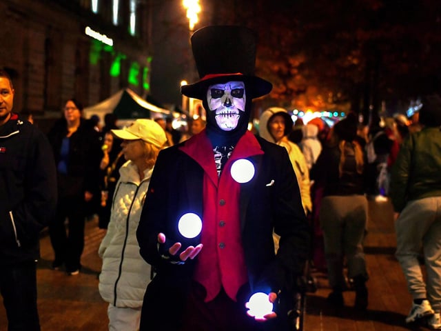 Revellers, performers and early contenders for the best Halloween costume converged on Derry’s city centre on Monday evening for the opening of the 2024 Halloween festivities. Photo: George Sweeney