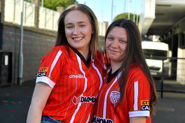 Derry City fans at the game against Shelbourne in the Ryan McBride Brandywell Stadium. Photo: George Sweeney. DER2321GS - 64