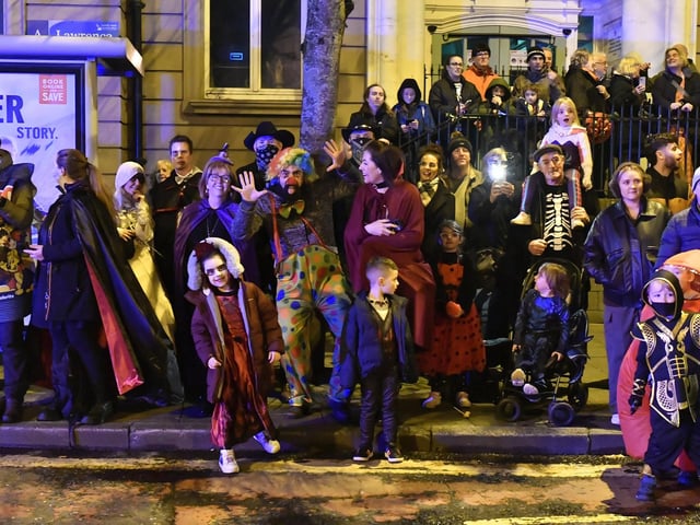 Spectators pictured at the ‘City of the Bones’ Halloween carnival parade on Friday evening.  Photo: George Sweeney