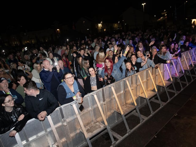 A section of the large crowd at the Feile 24's main music event - The Whistlin Donkeys on Thursday night at the Gasyard. (Photos: Jim McCafferty Photography)