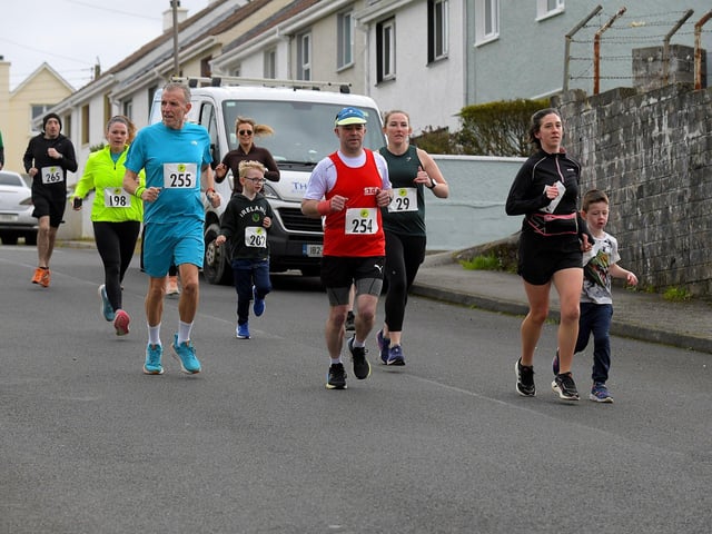 Competitors take part in the Tomás memorial 5k run held in Moville on Sunday morning. Photo: George Sweeney