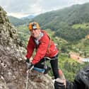 Bradley and Barney Walsh  prepare to climb the terrifying “via ferrata” - iron path on the La Tanda Mountain in the Parc National El Chico in Mexico