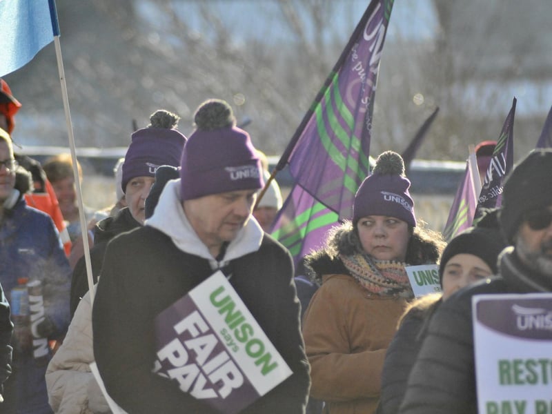 Striking public sector workers in Derry.