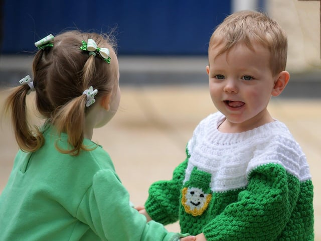 Enjoying the atmosphere at the St Patrick’s Day celebrations. Photo: George Sweeney