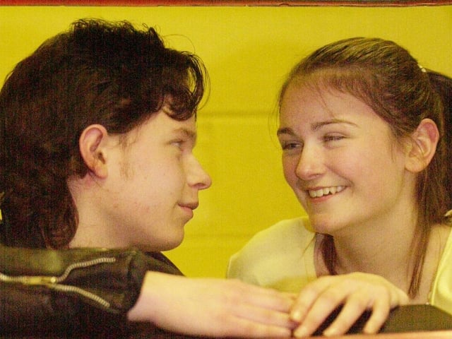 Danny, played by Matthew Bonner, and Sandy, played by Sinead Gillespie, gear up for the production of Grease which will start at Scoil Mhuire, Buncrana, on February 12th. (0402PG19)