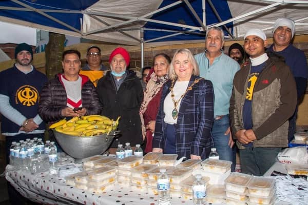 The Mayor, Sandra Duffy, with members of the Derry Sikh community as they celebrated the birth of Guru Nanak.