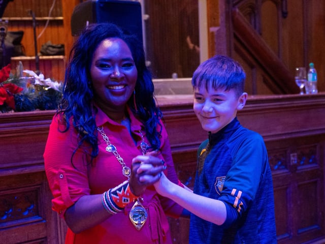 The Mayor Councillor Lilian Seenoi-Barr hosted a Christmas Community event at the Guildhall for people from across the Derry City and Strabane District Council area on Sunday. Picture Martin McKeown. 01.12.24 : Mayor's Community Christmas Party