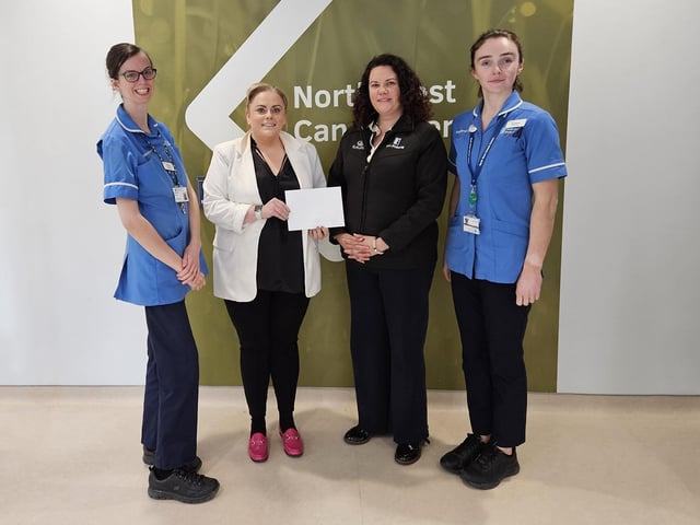 The Western Health and Social Care Trust (Western Trust) gratefully acknowledges a very generous donation from D.A. Forgie, Limavady of £6,000 to the Sperrin Unit, North West Cancer Centre at Altnagelvin Hospital, Derry. This incredible total was raised from the proceeds of a charity tractor run organised by D.A. Forgie recently. The staff in the Sperrin Unit, North West Cancer are very grateful for the generosity and kindness of everyone in the local community who supported this event. The money will go towards patients comforts in the Unit. Sperrin Unit Staff Nurse Gillian Edgar and Staff Nurse Kamara McElhinney accepted the kind donation from Ria and Susan Forgie.