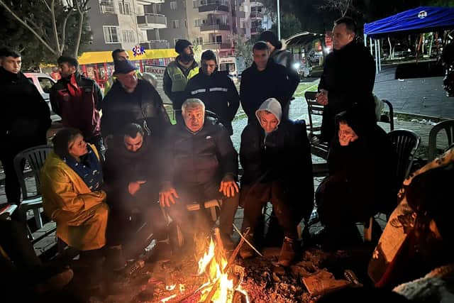 The Mayor of Adana, Zeydan Karalar, visits displaced people affected by the earthquake in the south eastern Turkish town.