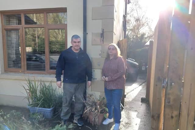 Danny and Kate Rafferty outside their home at Beragh Hill Road.