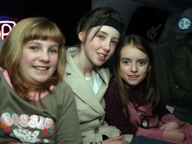 Posing for the photographer with birthday girl Chloe are friends, Gemma and Audrey 0012/JML : Parties and celebrations January 2006: Chloe Mermor.