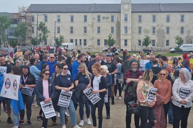 A section of the attendance at the Day of Action rally at Ebrington.