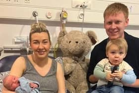 Proud mum and dad Lisa and Warren Hamilton from Tempo with their new born baby boy and son Arlo. Baby Hamilton was the first baby born on New Year's Day in the Western Trust. He was born at the SWAH at 4.01am weighing 8lbs 10z.