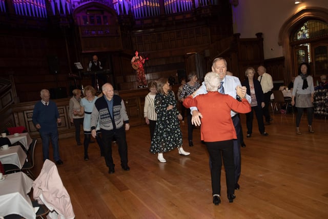 Line dancers take to the floor during Wednesday's Mayor's Tea Dance in the Guildhall.
